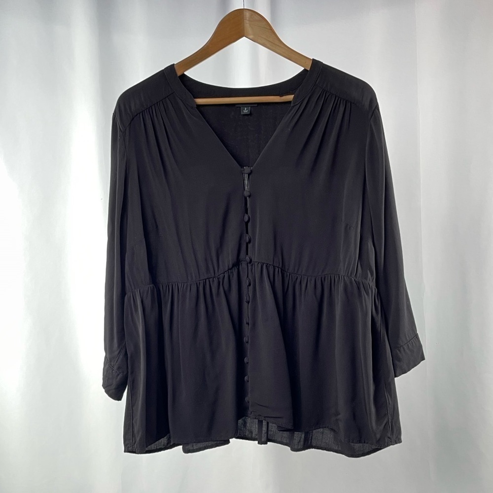 Torrid Button-Front Crop Babydoll Blouse in Black Size 2X - Picture 2 of 8